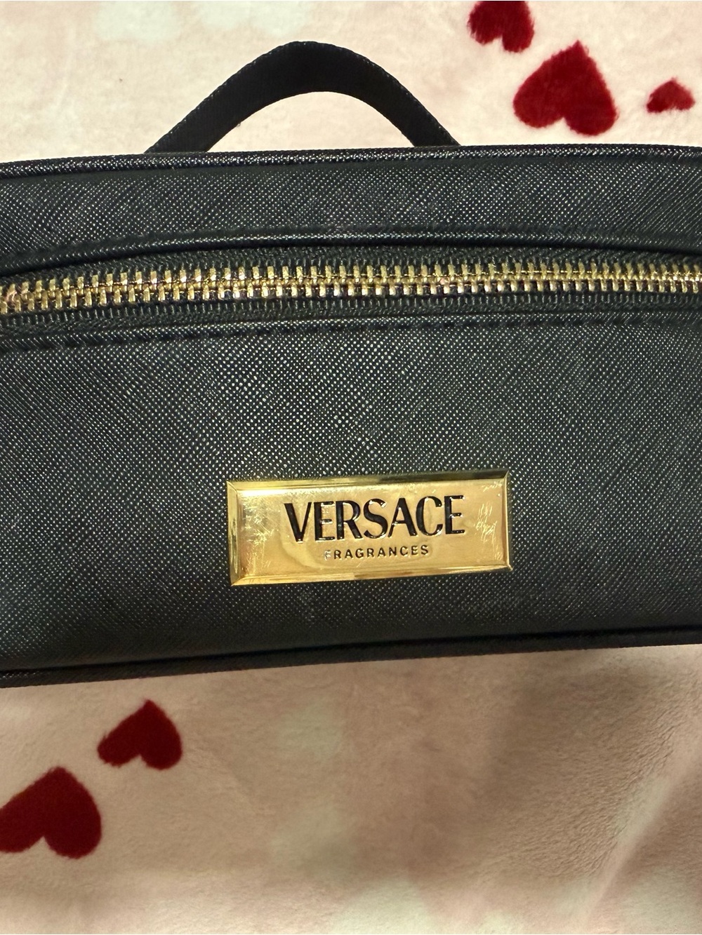 Versace Black Travel Toiletry Case with Gold Plaque